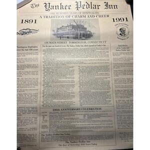 1891 -1991 Yankee Pedlar Inn Anecdotes Stories Torrington Connecticut Broadside